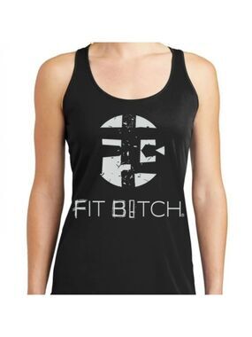 District Fit B!tch Racerback Marled Charcoal Gray Work Out Tank Top